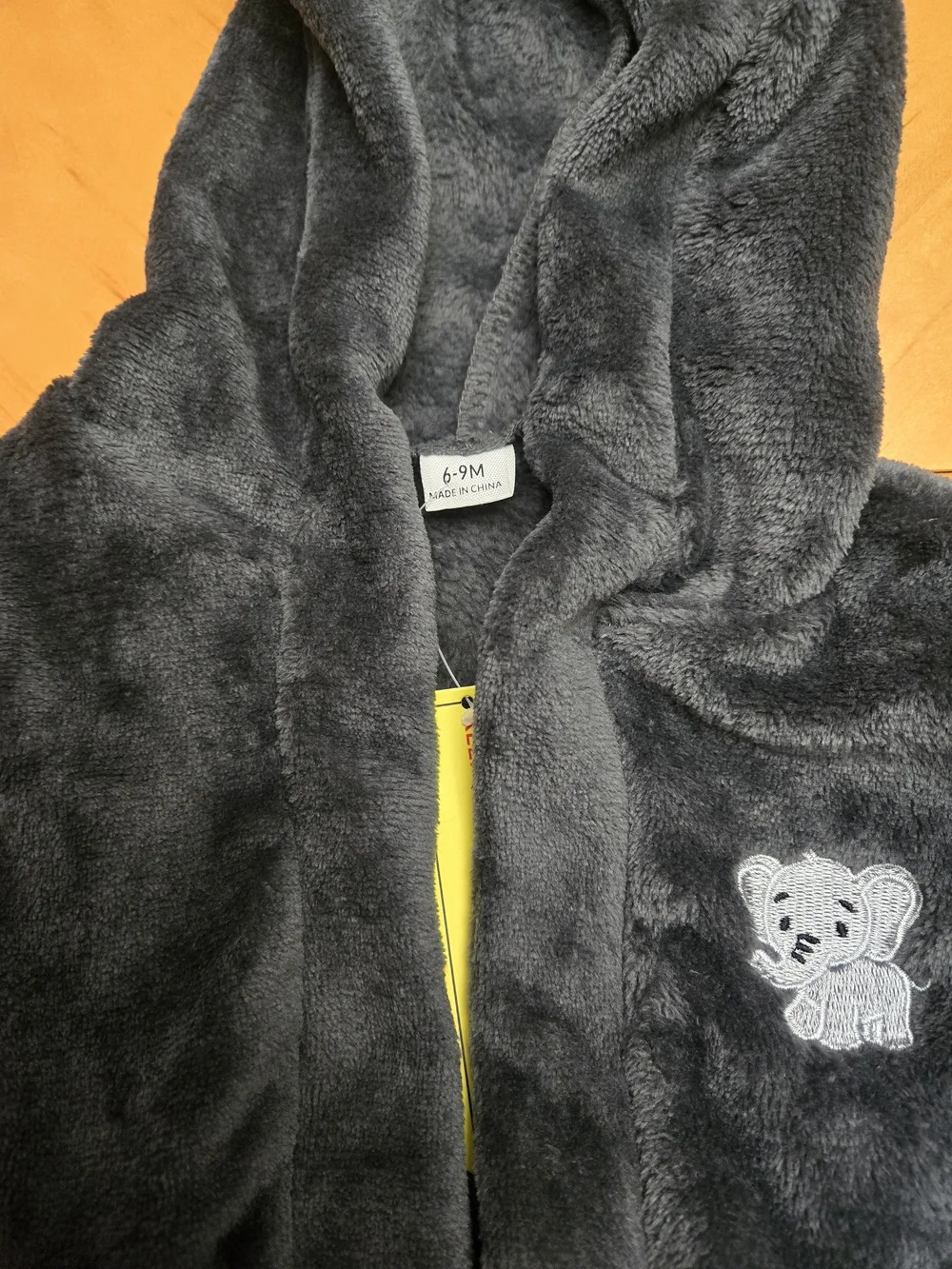 2 Kids Plush Hooded Robe in Charcoal Gray with Elephant Patch $20 each